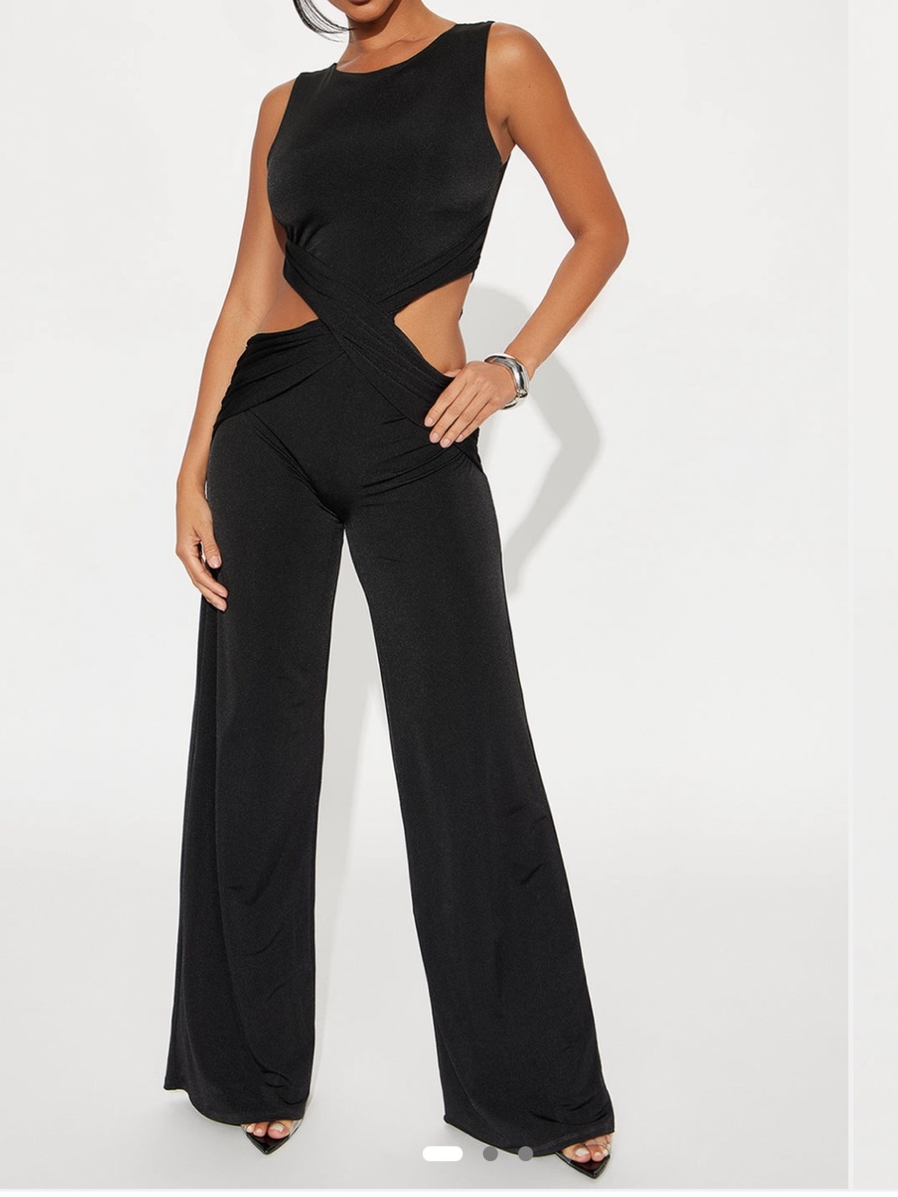 Black Cut-Out Wide-Leg Jumpsuit